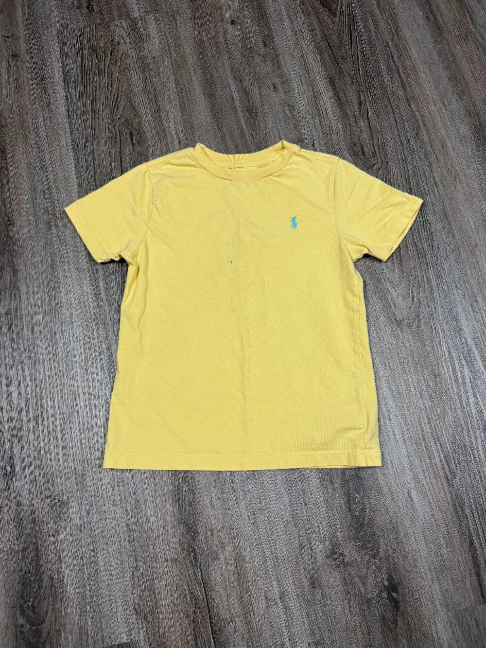 Polo Ralph Lauren Boys T Shirt Size 6 TD Yellow w/ blue Short Sleeve Pony Logo
